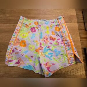 Gretchen Scott Designs Floral High-Waist Shorts with Neon Accents
